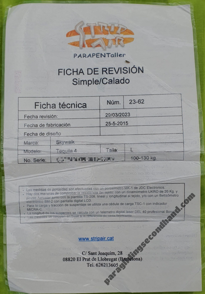 Skywalk Tequila 4, L, 2015, (100-130kg), 175h