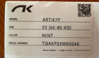 Niviuk ARTIK7P, 22, 2024, (65-85kg), 160h