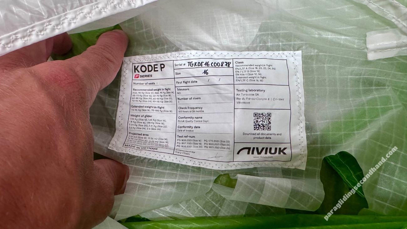 Niviuk KODE P, 16, 2024, (45-90kg), 10h