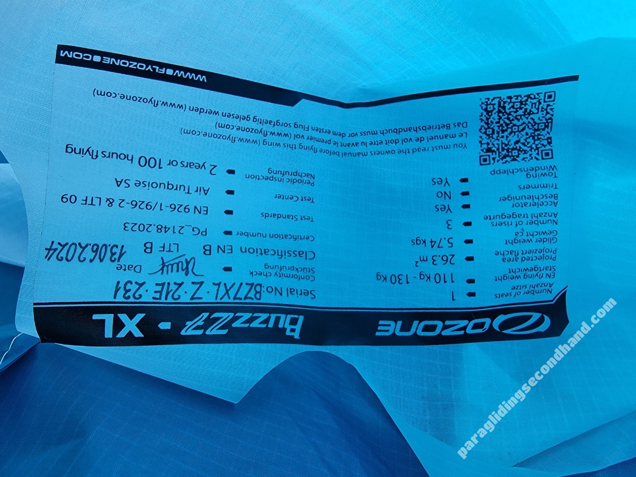 Ozone Buzz Z7, XL, 2024, (110-130kg), 70h