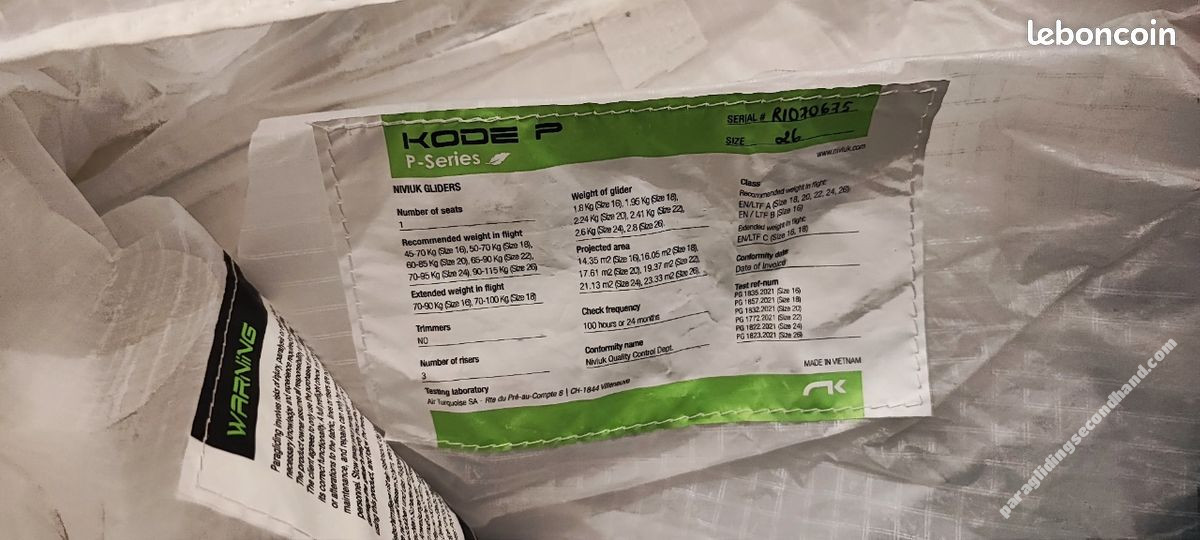 Niviuk Kode P, 26, 2023, (90-115kg), 3h