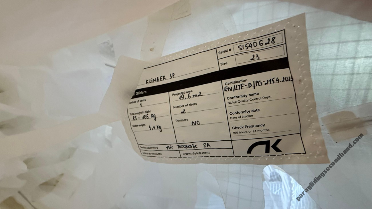 Niviuk Klimber 3P, 23, 2025, (85-105kg), 20h