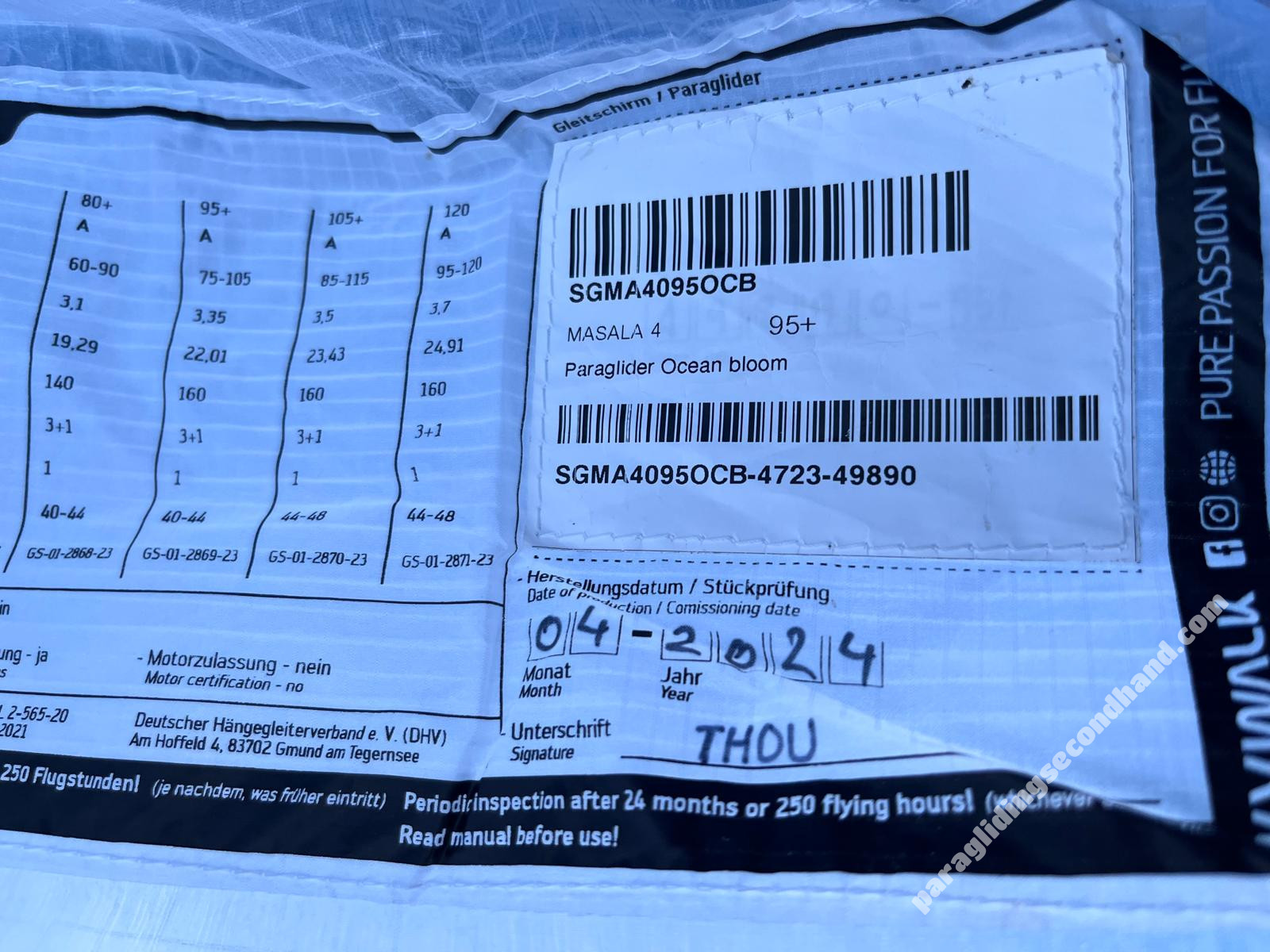 Skywalk Masala 4, 95+, 2024, (75-105kg), 65h