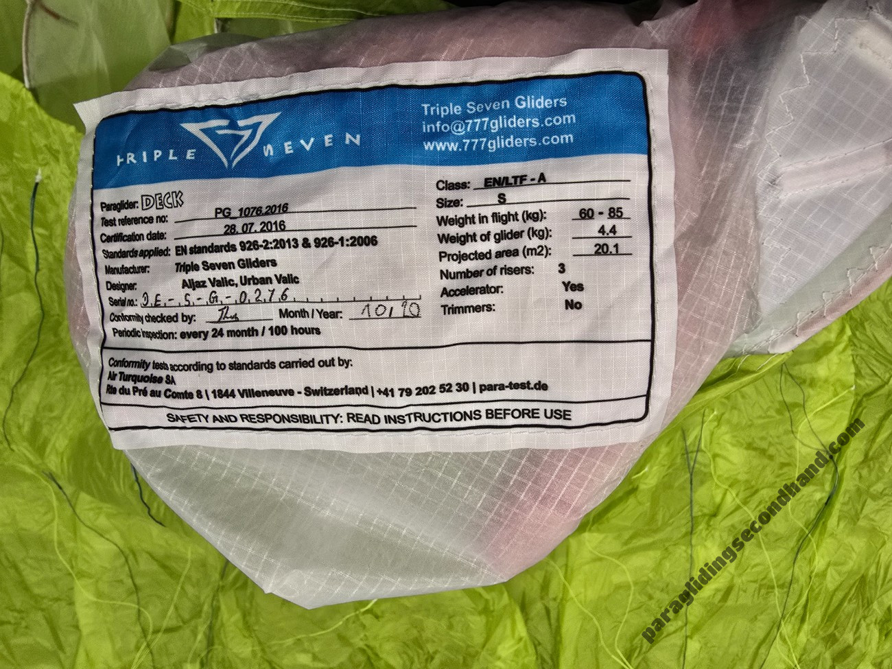 Triple Seven 777 777 Deck, S, 2021, (60-85kg), 1h