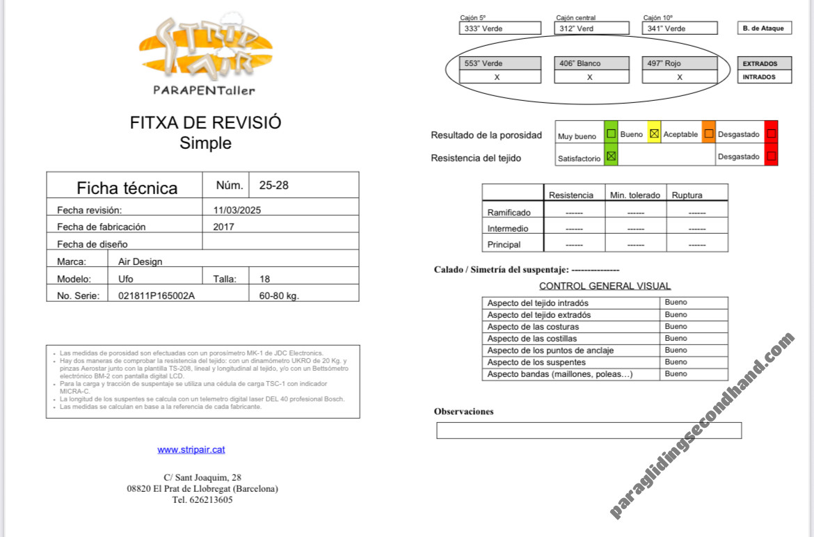 Air Design UFO, 18, 2018, (60-80kg), 50h