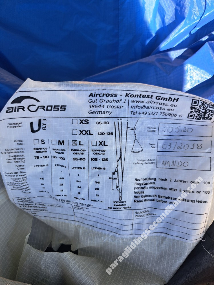 Air Cross U Fly 3,, L, 2018, (95-110kg), 140h