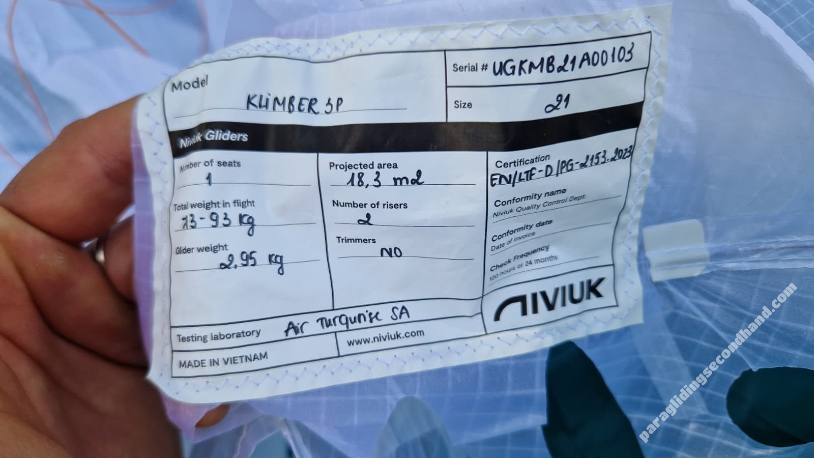 Niviuk KLIMBER 3P, 21, 2025, (73-93kg), 15h