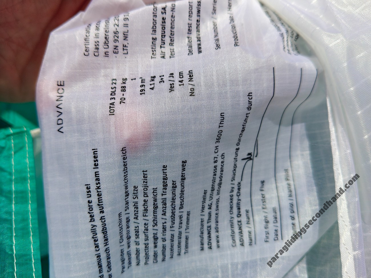 Advance IOTA DLS, S, 2023, (70-88kg), 20h