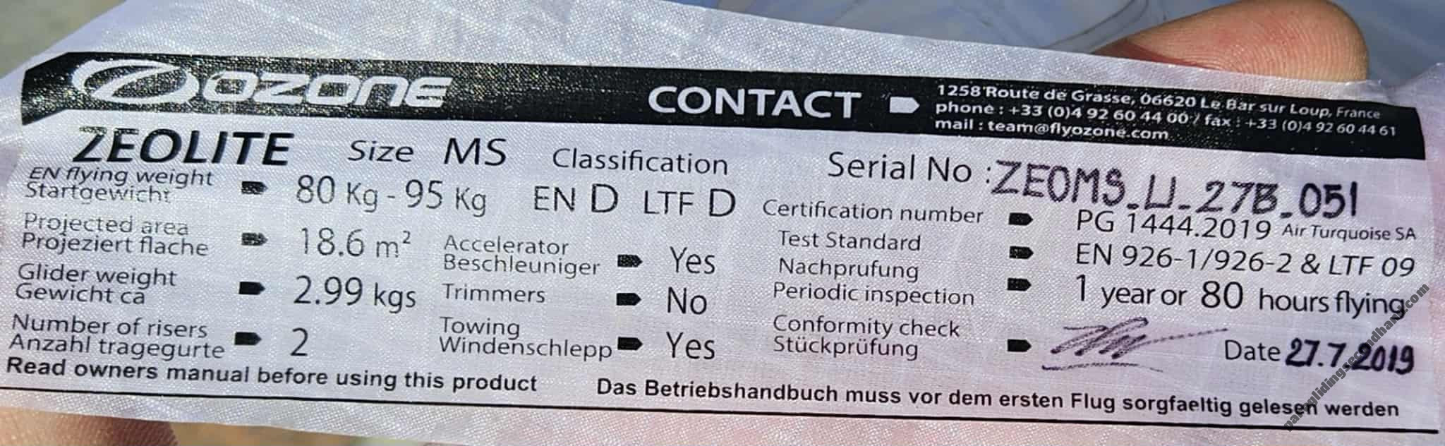 Ozone Zeolite, MS, 2019, (80-95kg), 80h