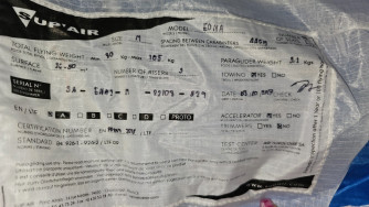 Supair Eona – size M – 80–105 kg – 16 flight hours   +  Harness Supair Access M   +  Reserve Supair Start M