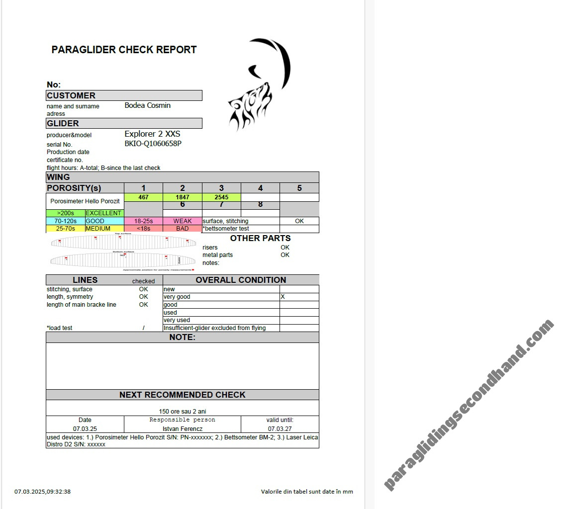 GIN Gliders Explorer 2, XXS, 2023, (55-75kg), 90h