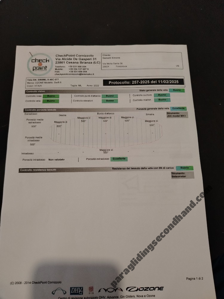 Ozone Swift 6, ML, 2024, (85-105kg), 110h