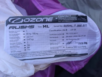 Ozone Rush 5, ML, 2018, (85-105kg), 130h