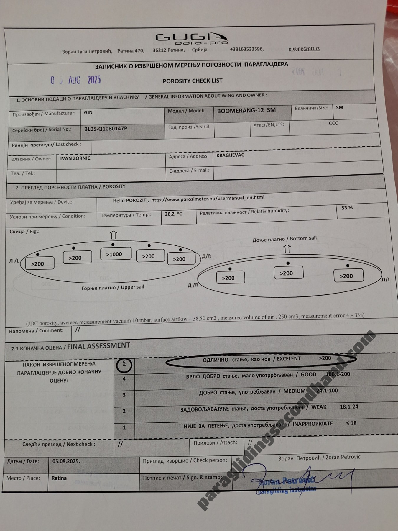 GIN Gliders Boomerang 12, SM, 2022, (95-105kg), 180h