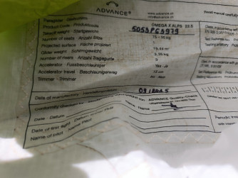 Advance Omega X-Alps, 75/95, 2015, (75-95kg), 125h