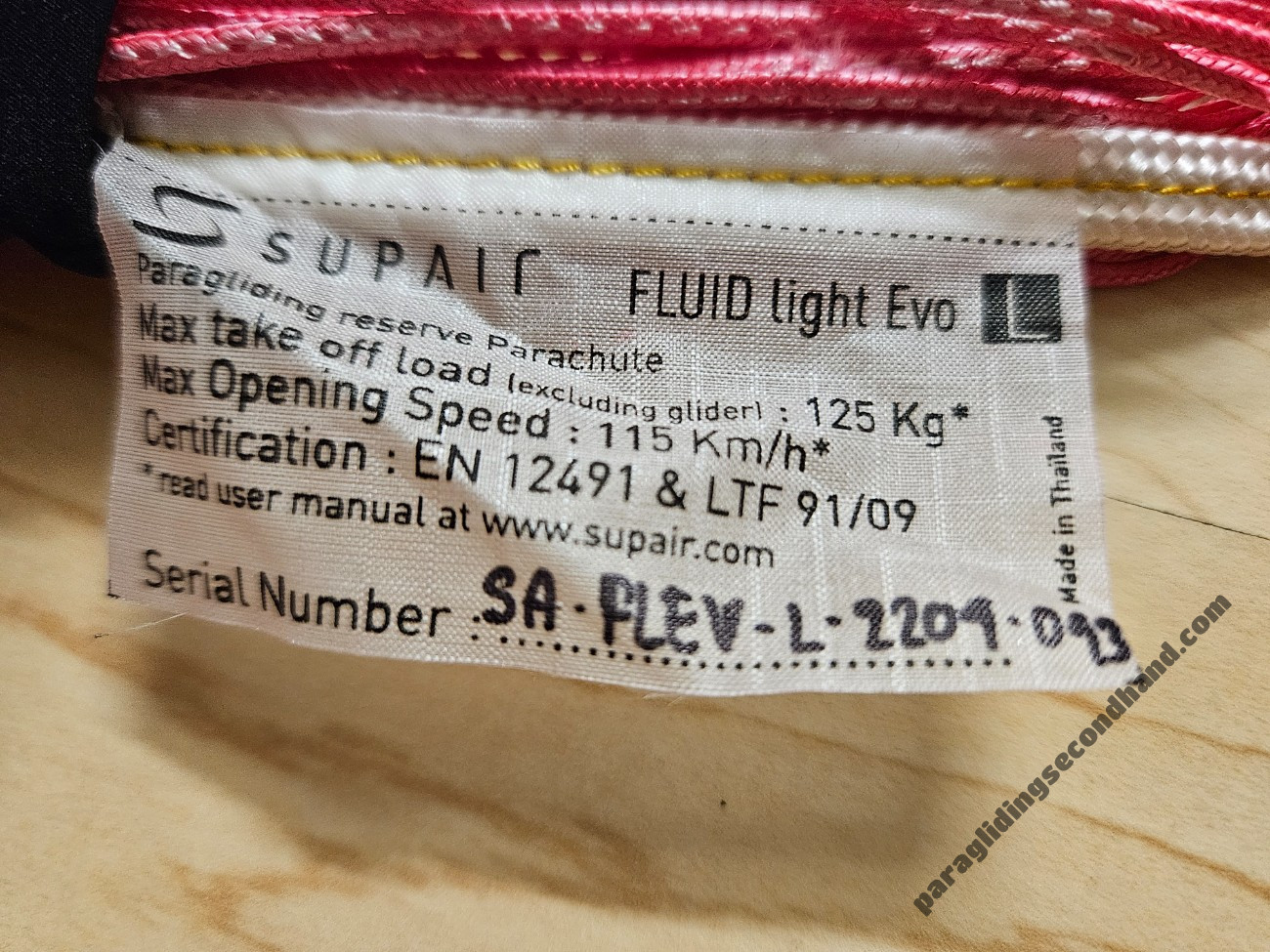 Supair Fluid Light Evo Reserve - 125 kg