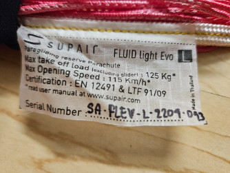 Supair Fluid Light Evo Reserve - 125 kg