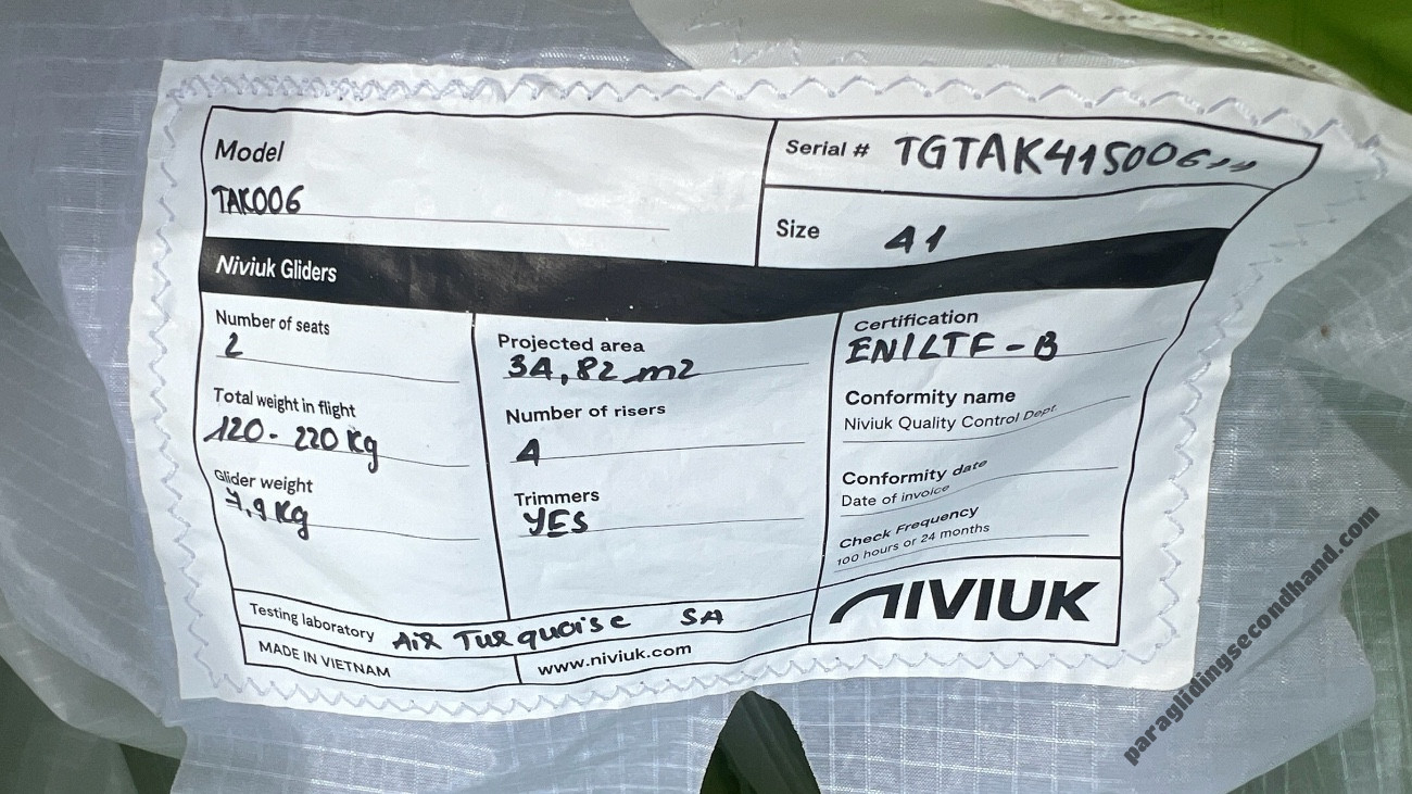 Niviuk Takoo 6, 41, 2025, (120-220kg), 90h