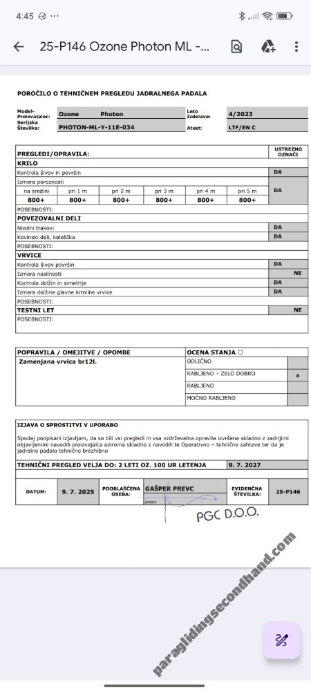 Ozone Photon, ML, 2023, (90-105kg), 100h