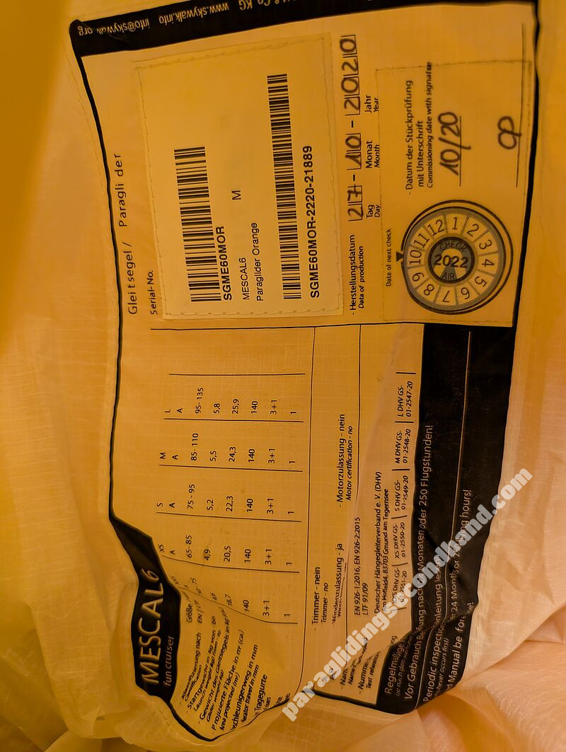 Skywalk Mescal 6, M, 2020, (85-110kg), 300h