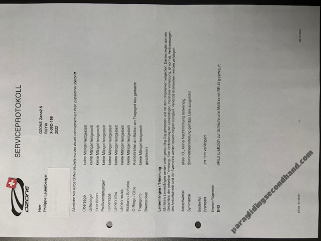 Ozone Zeno 2, S, 2022, (75-90kg), 140h