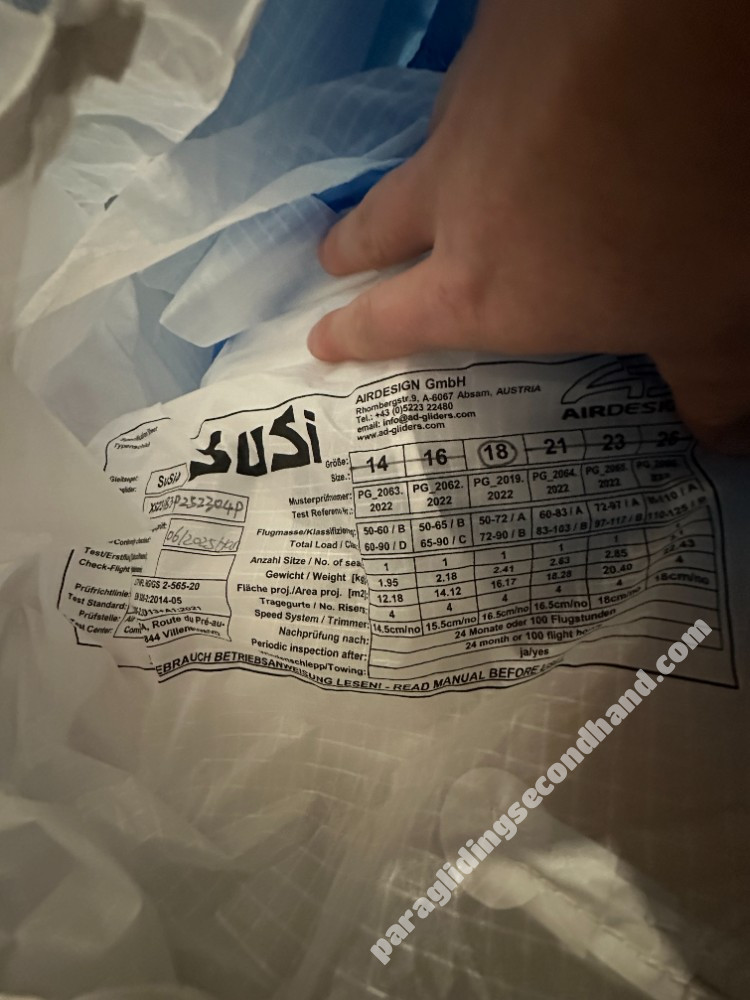 Air Design Susi 4, 18, 2025, (50-90kg), 0h