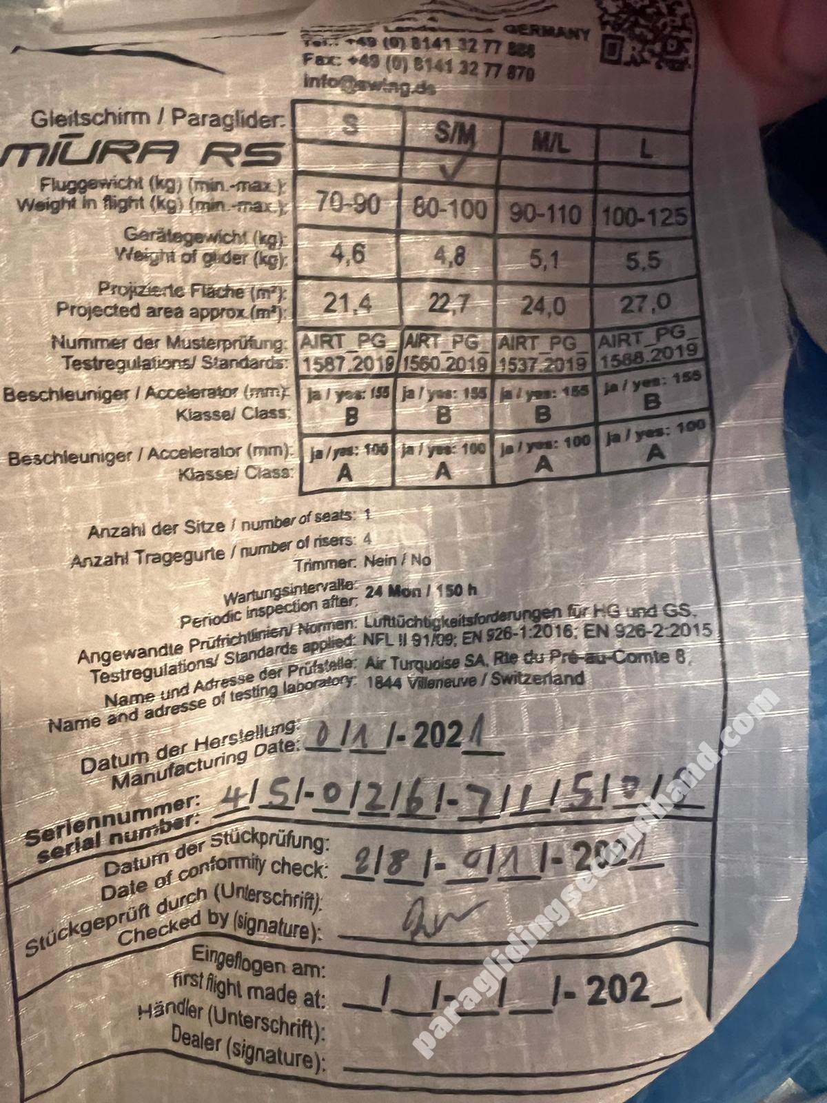 Swing Miura RS, S/M, 2021, (80-100kg), 100h