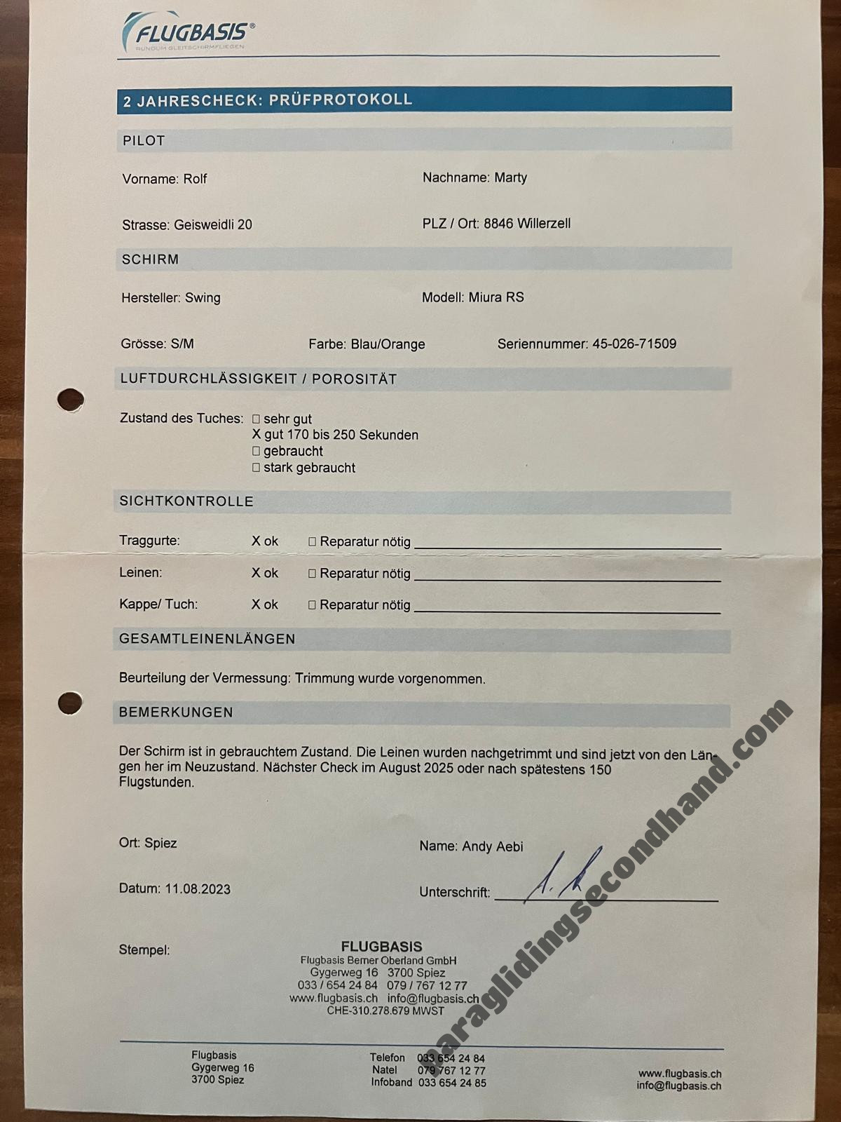 Swing Miura RS, S/M, 2021, (80-100kg), 100h