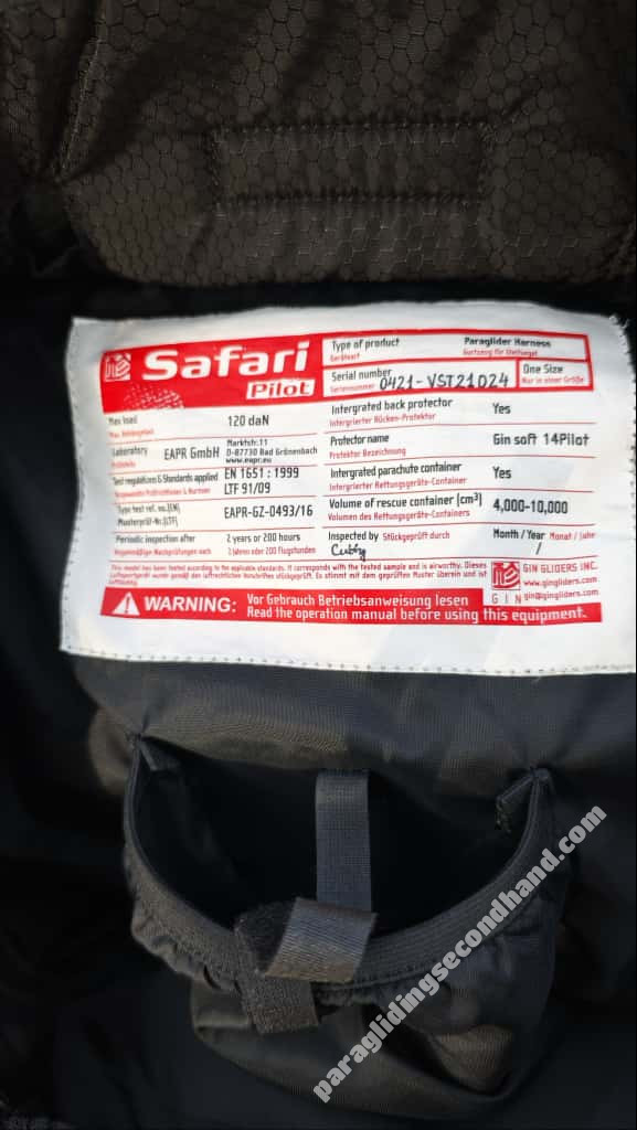 GIN Gliders safari 2 pilot, L, 2021