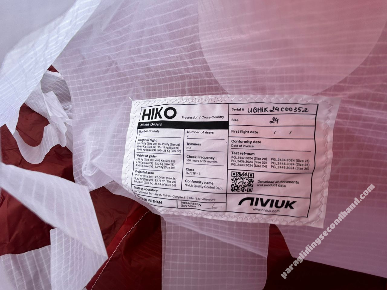 Niviuk Hiko, 24, 2025, (75-95kg), 12h