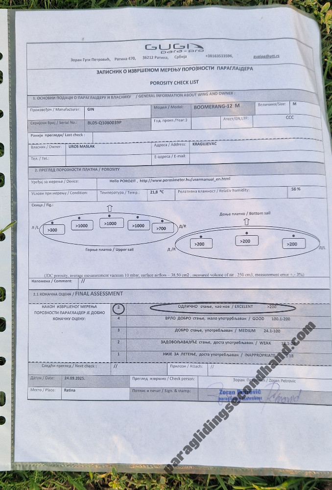 GIN Gliders Boomerang 12, M, 2023, (100-112kg), 210h