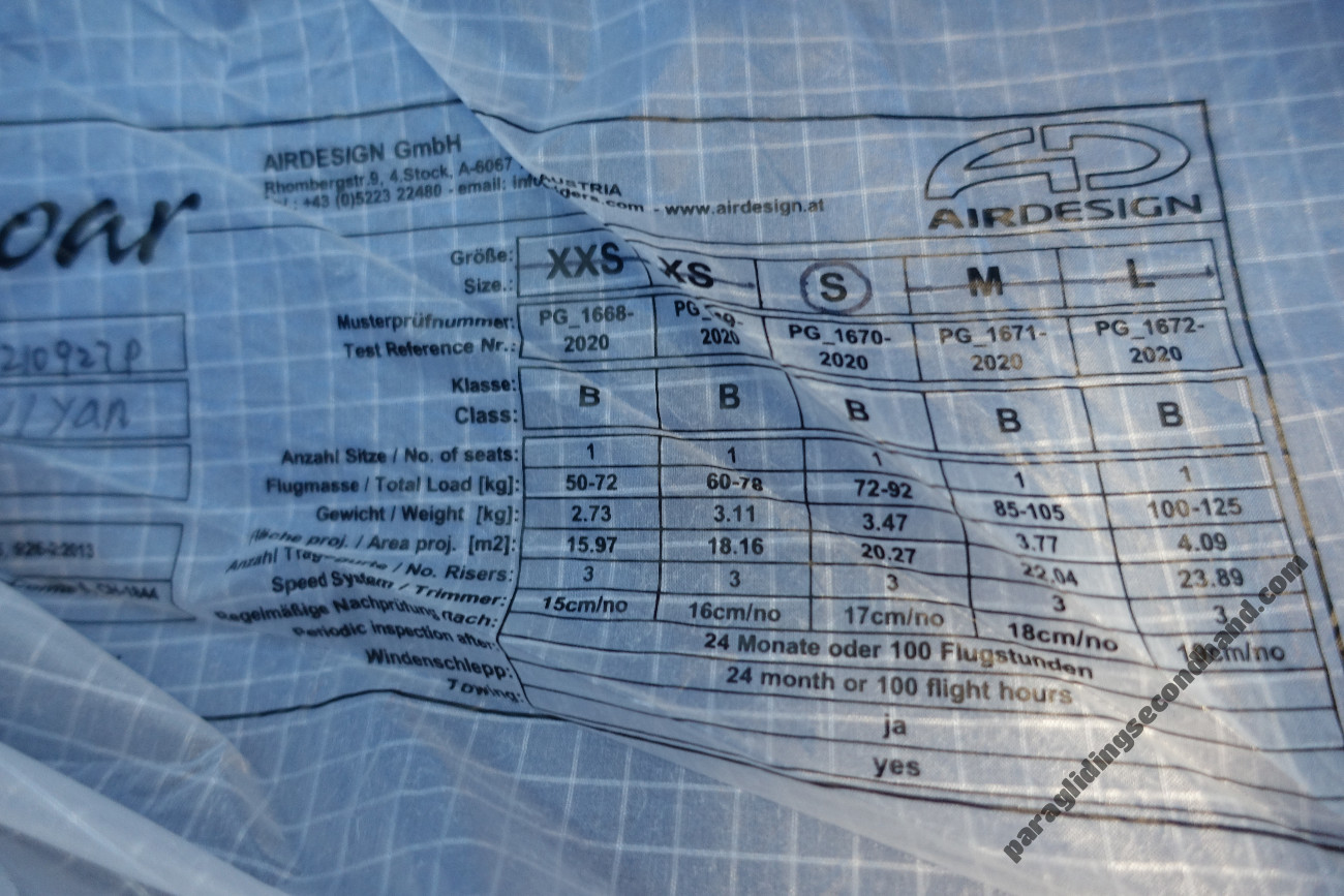 Air Design Soar, S, 2021, (72-92kg), 42h