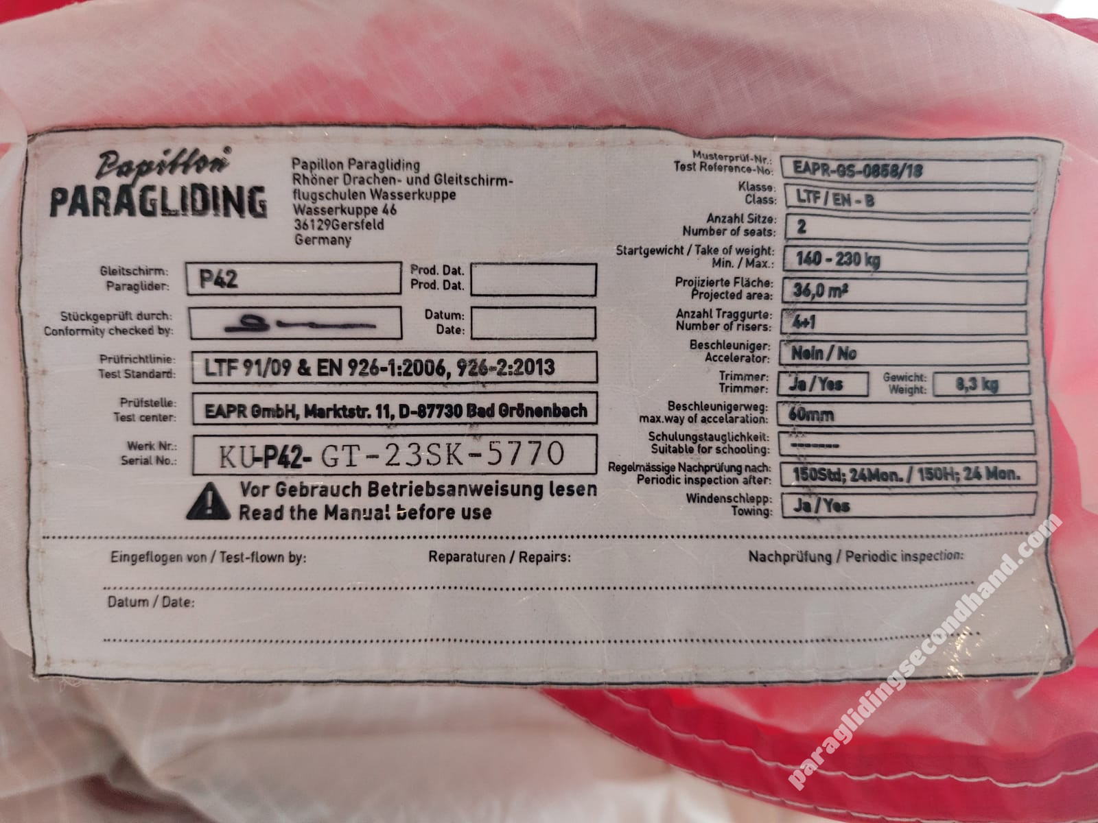 Papillon P42, 42, 2013, (140-230kg), 200h