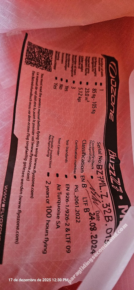 Ozone Buzz Z7, ML, 2024, (85-105kg), 0h