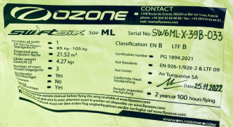 Ozone Swift 6, ML, 2022, (85-105kg), 75h