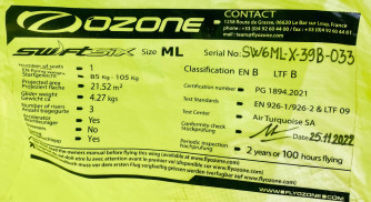 Ozone Swift 6, ML, 2022, (85-105kg), 75h