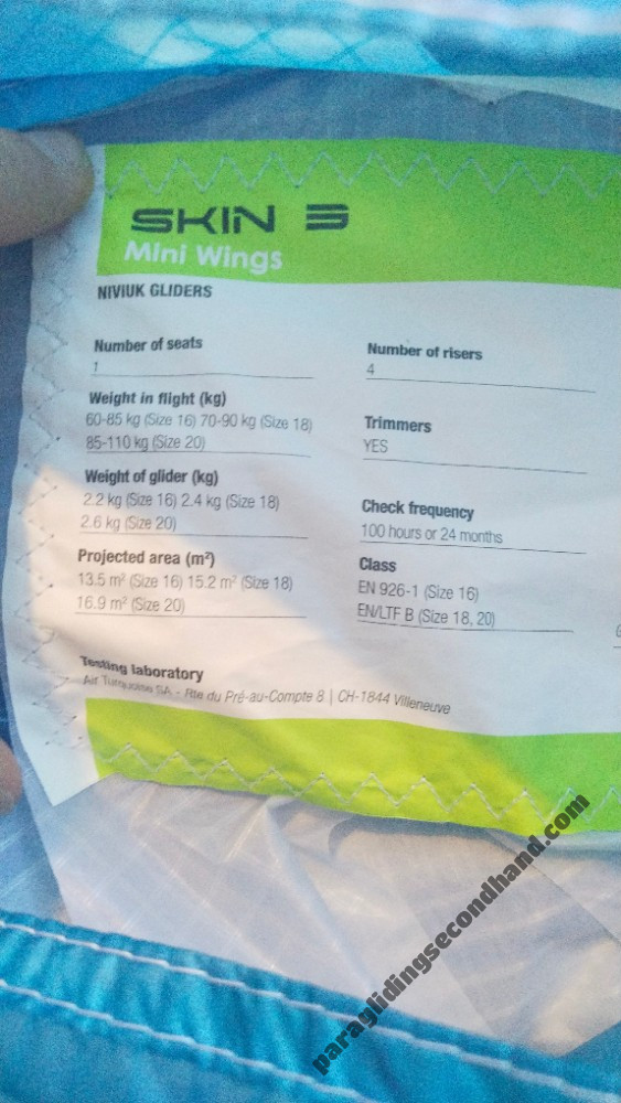 Niviuk Skin 3, 18, 2025, (70-90kg), 1h