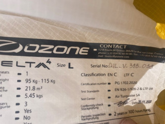 Ozone Delta 4, L, 2020, (95-115kg), 170h