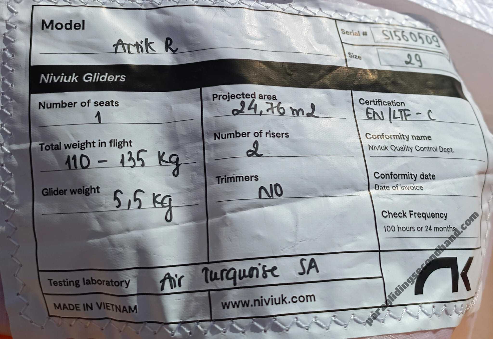 Niviuk ARTIK R, XL, 2024, (110-125kg), 15h