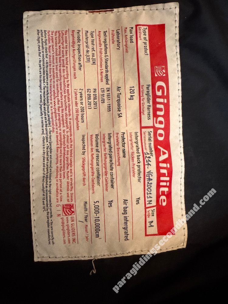 GIN Gliders Gingo Airlite 2, M, 2015