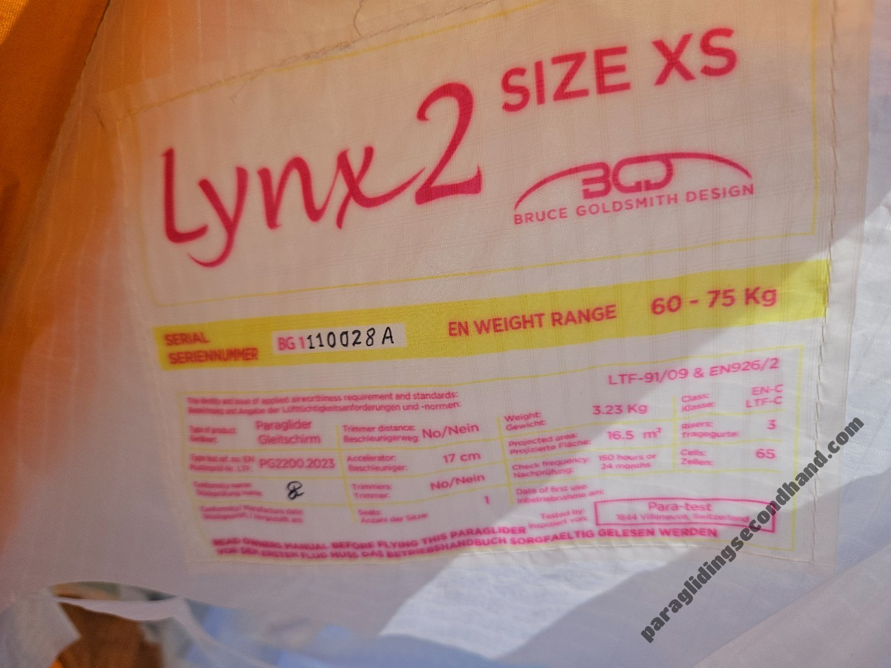 BGD Lynx 2, XS, 2024, (60-75kg), 45h