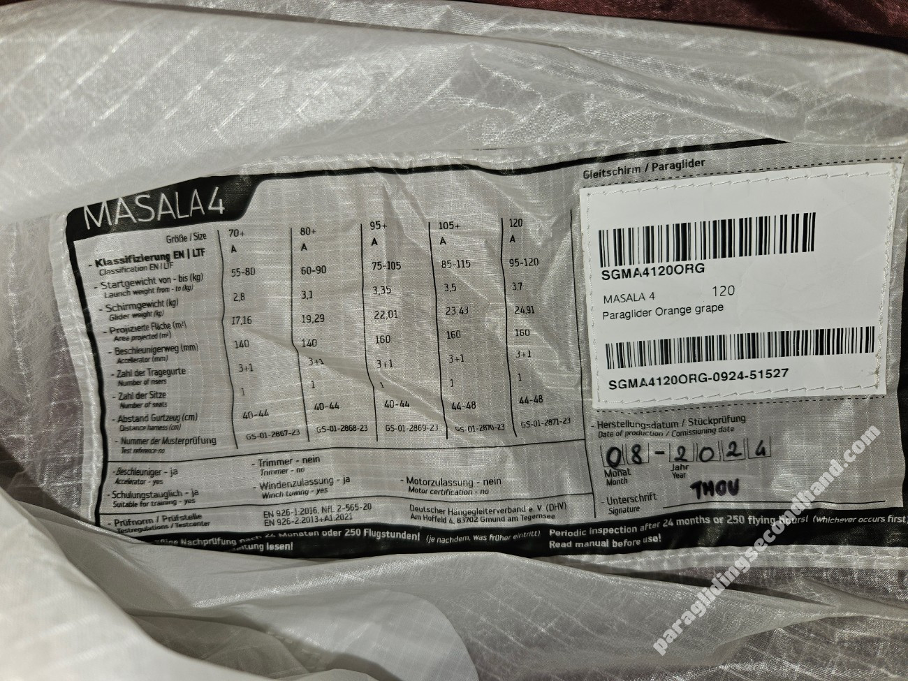 Skywalk Masala 4, 120, 2024, (95-120kg), 60h