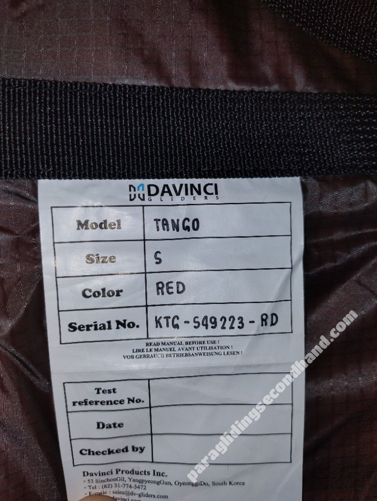 Davinci Gliders Tango, S, L, 2024, (70-120kg), 0h