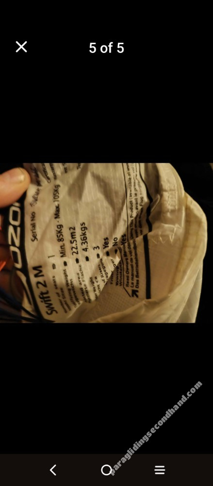 Ozone Swift2, M, 2014, (85-105kg), 80h