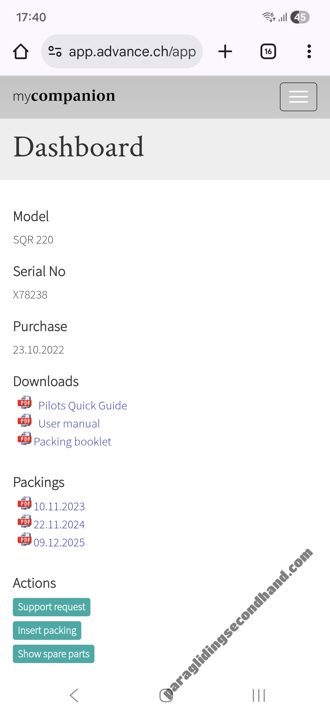 Companion SQR 220 Tandem reserve