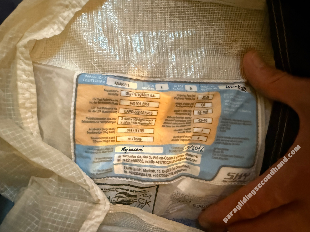 Sky Anakis 3, L, 2016, (85-108kg), 150h