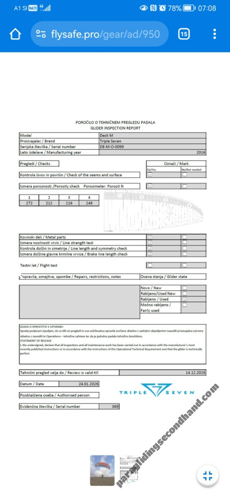 Triple Seven 777 Deck, M, 2016, (80-105kg), 60h