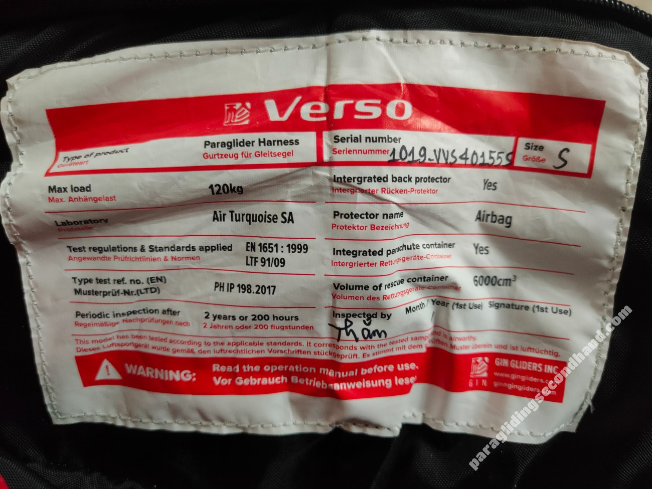 GIN Gliders VERSO 3, S, 2020