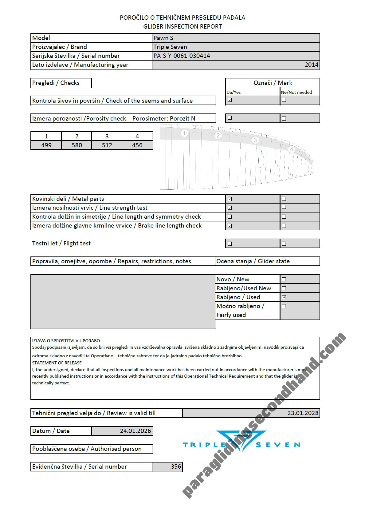 Triple Seven 777 Pawn, M, 2014, (65-80kg), 70h
