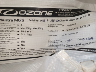 Ozone Mantra6, sm, 2014, (75-85kg), 150h